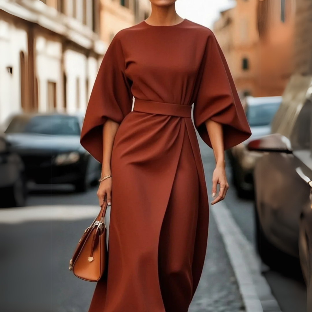 Ambra | Abito elegante con maniche a lanterna e cintura