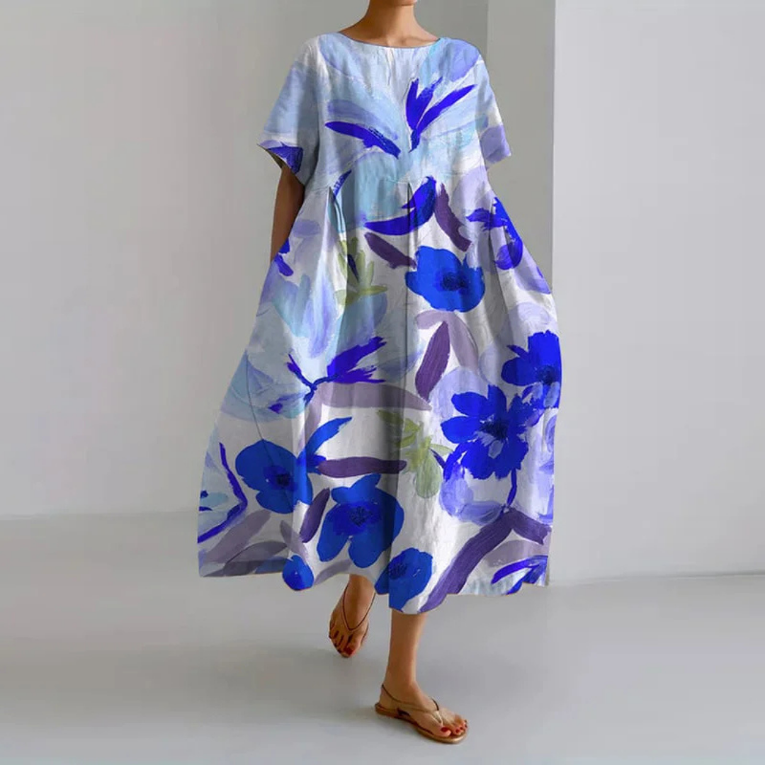 Anselma | Abito con scollo a v e stampa floreale