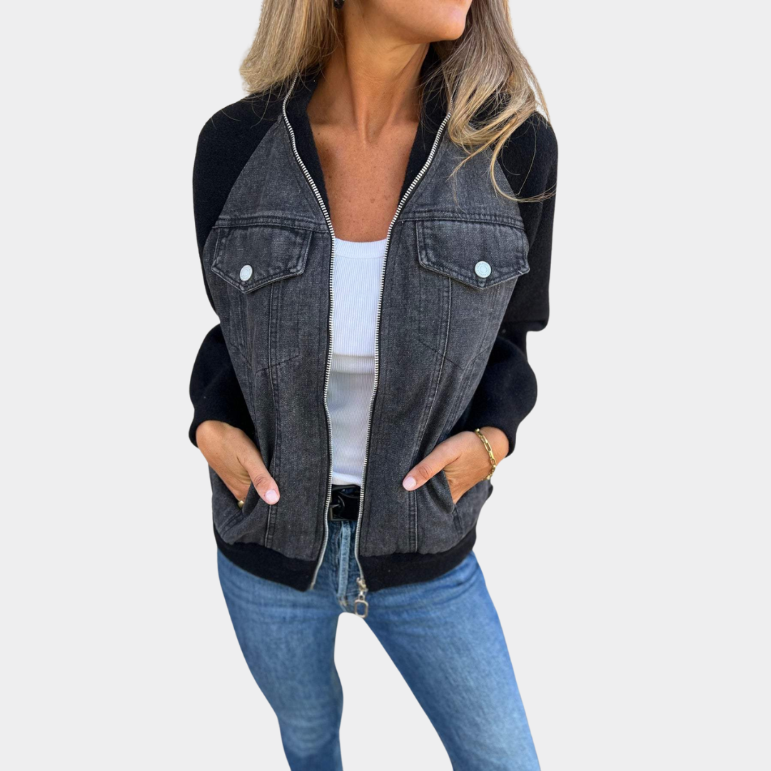 Tecla | Giacca casual con cerniera e scollo a V