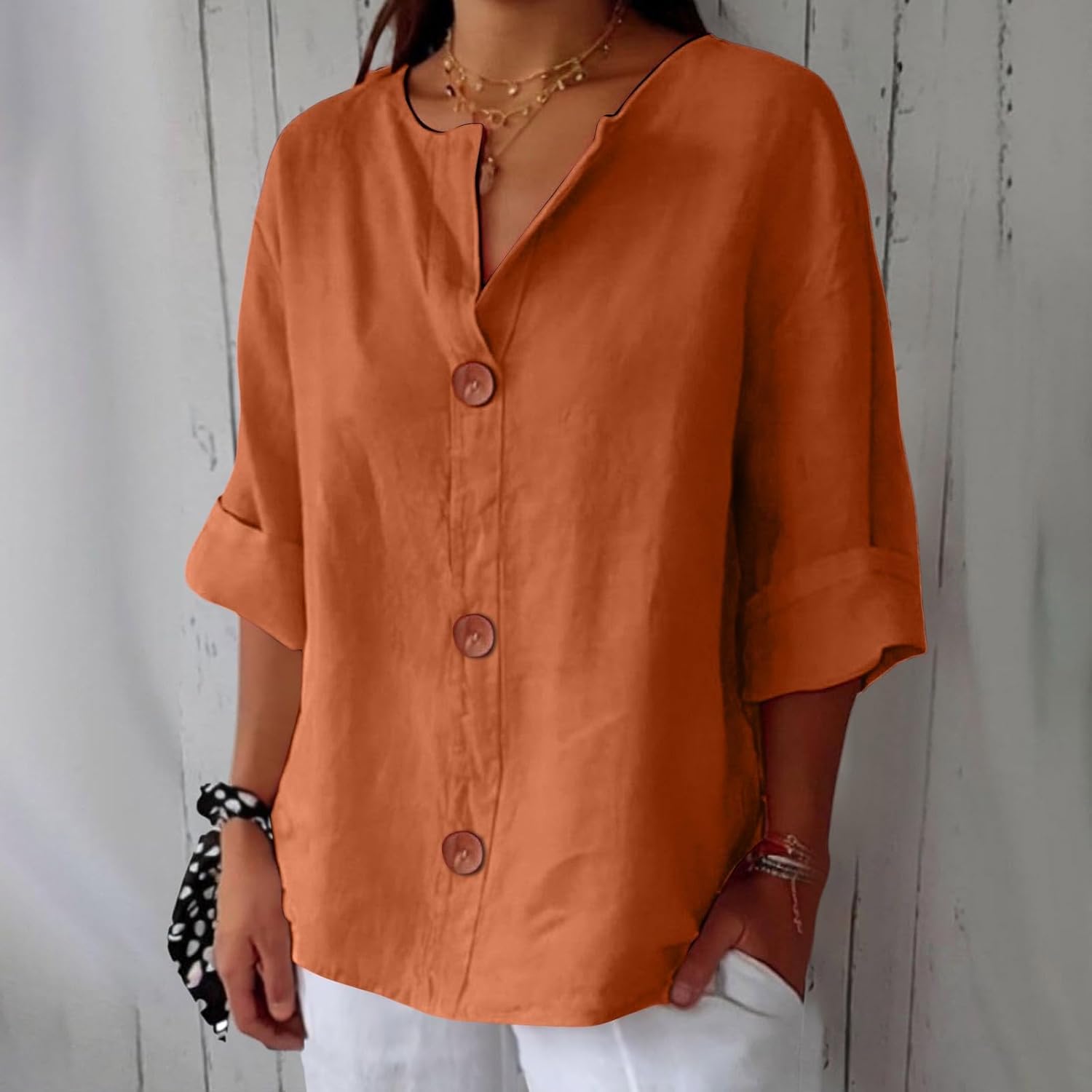 Lena | Blusa in lino casual artigianale