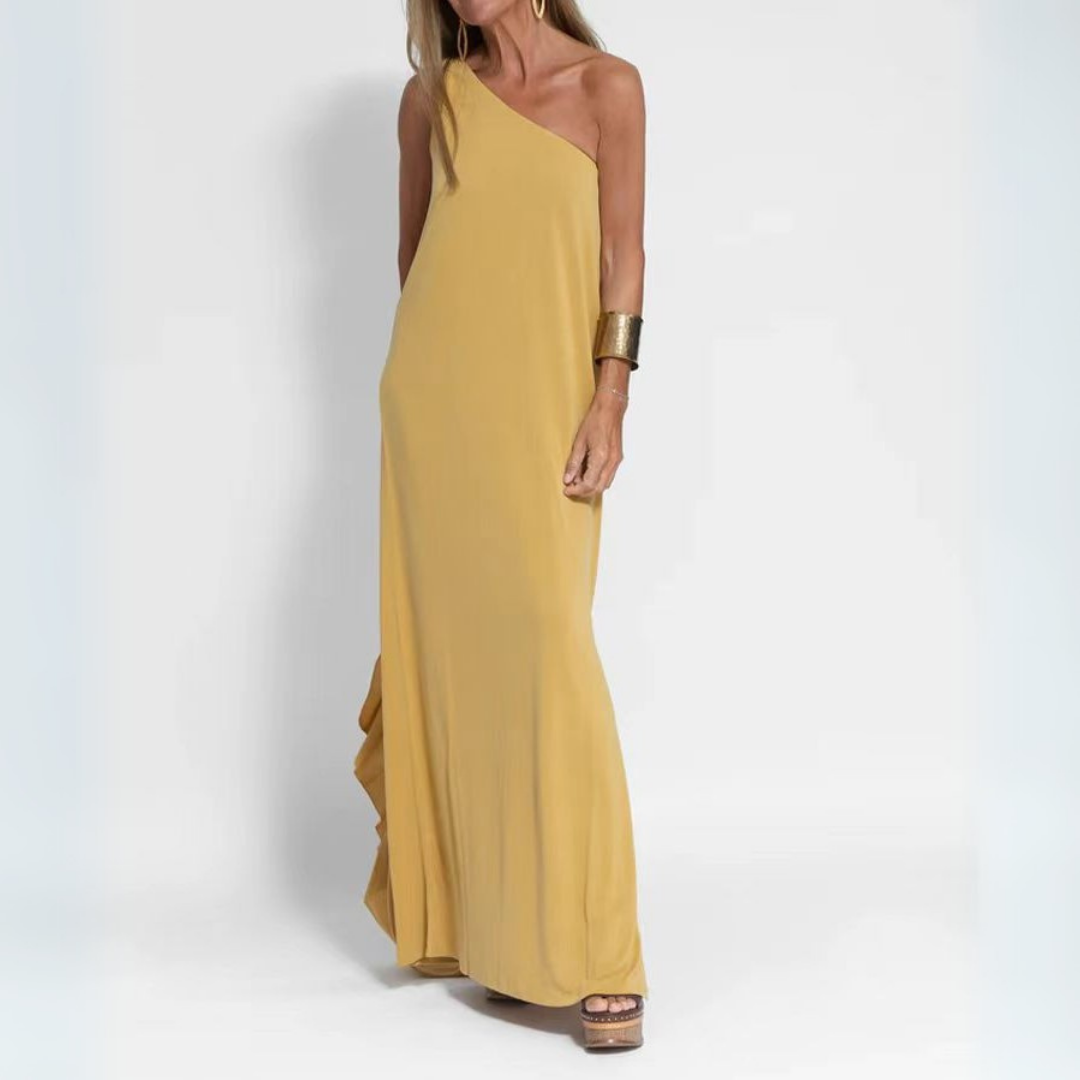 Brunella | Elegante abito lungo monospalla