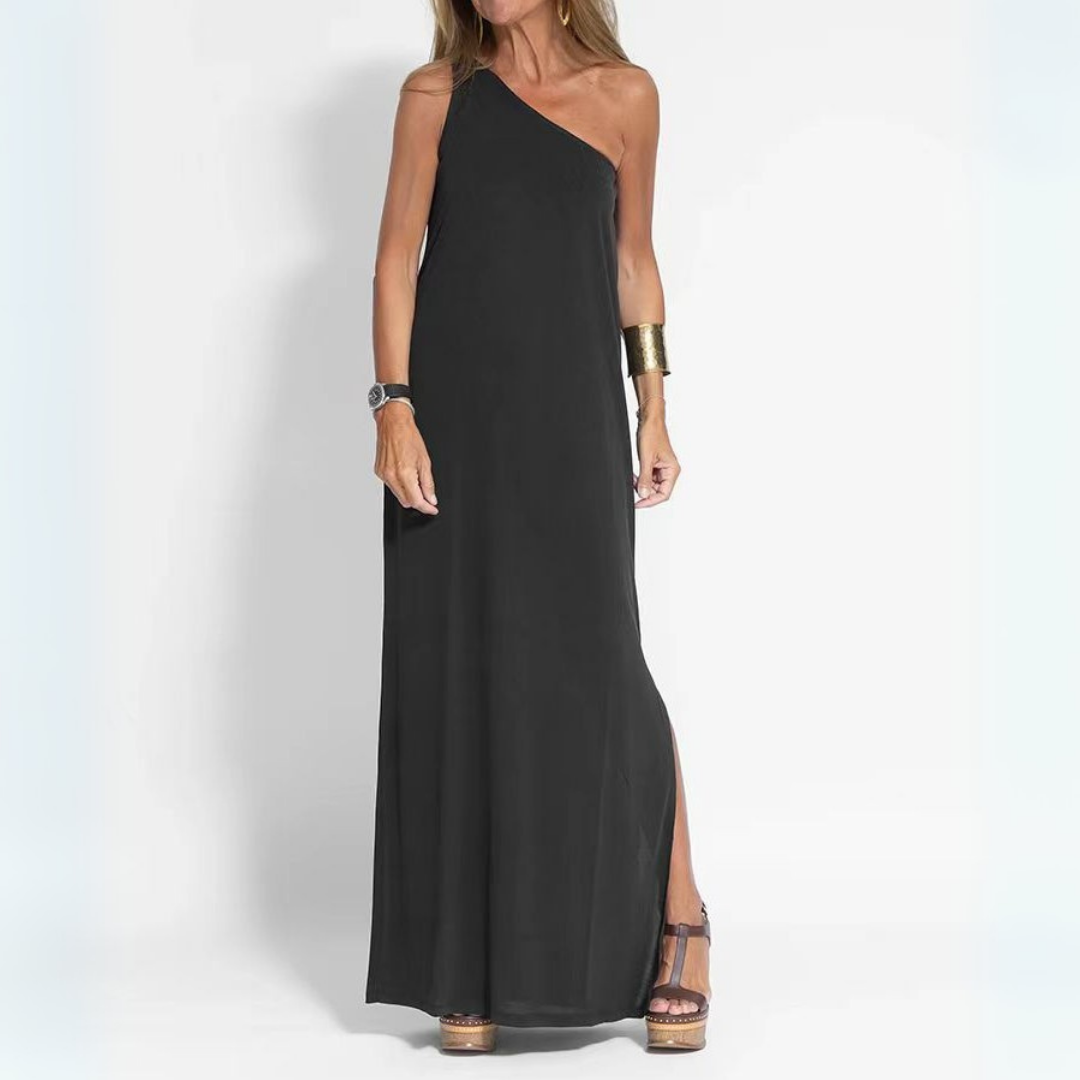 Brunella | Elegante abito lungo monospalla