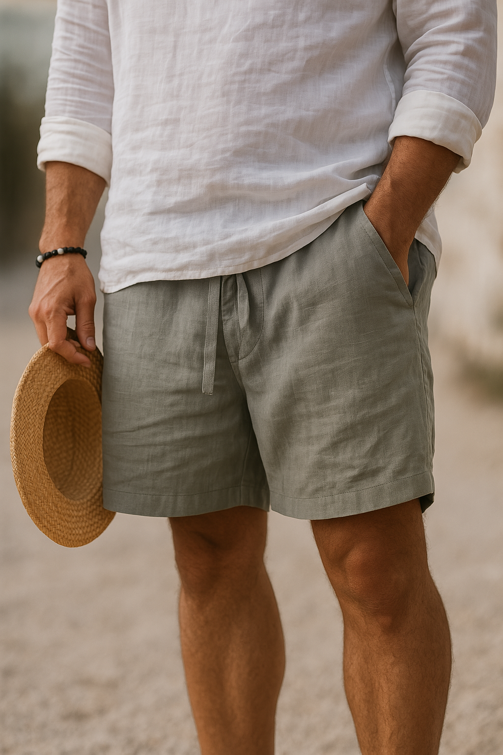 Regale | Pantaloni corti eleganti in lino con vita elastica