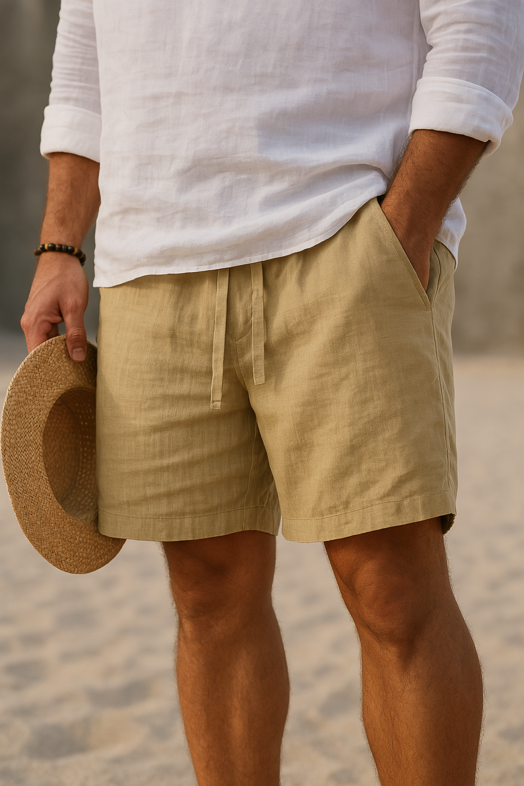 Regale | Pantaloni corti eleganti in lino con vita elastica