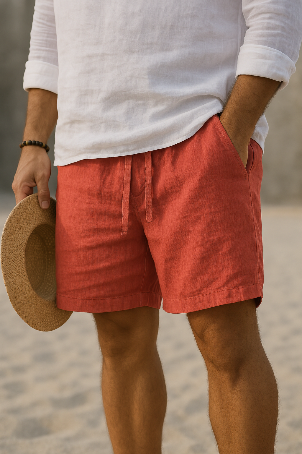 Regale | Pantaloni corti eleganti in lino con vita elastica