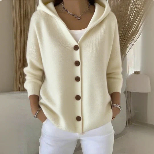Felicia | Elegante cardigan in maglia con cappuccio
