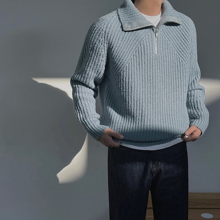 Regale | Pullover Azzurro a quarti di zip.