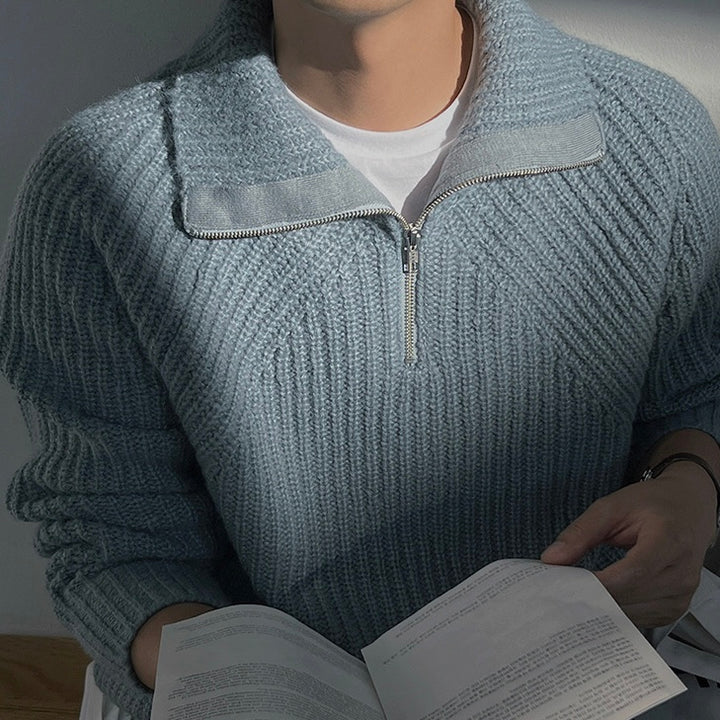 Regale | Pullover Azzurro a quarti di zip.