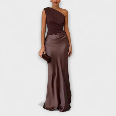 Zenobia | Elegante abito lungo monospalla