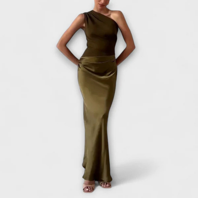 Zenobia | Elegante abito lungo monospalla
