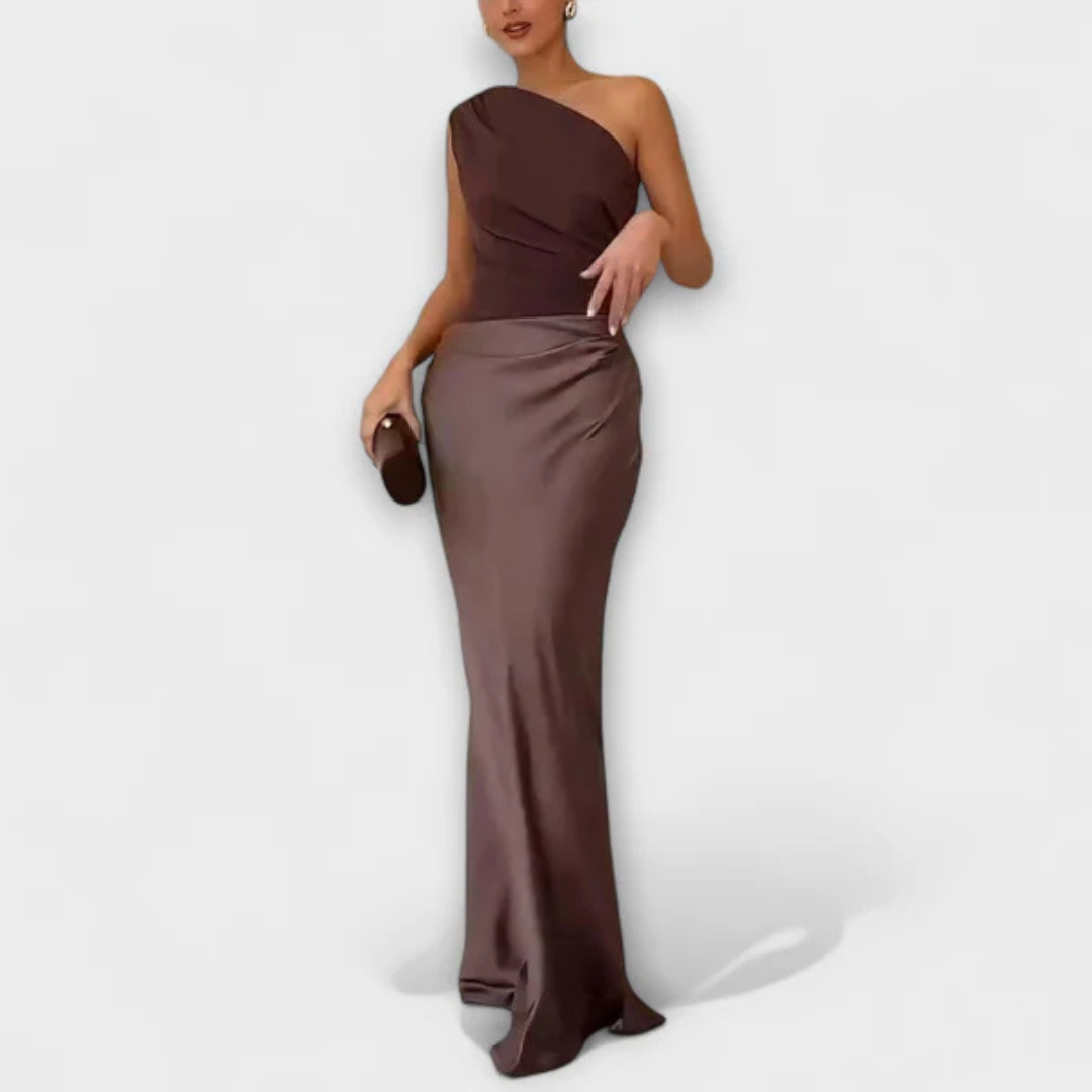 Zenobia | Elegante abito lungo monospalla