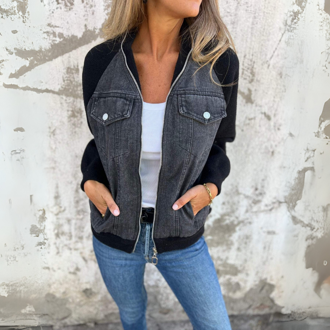 Tecla | Giacca casual con cerniera e scollo a V