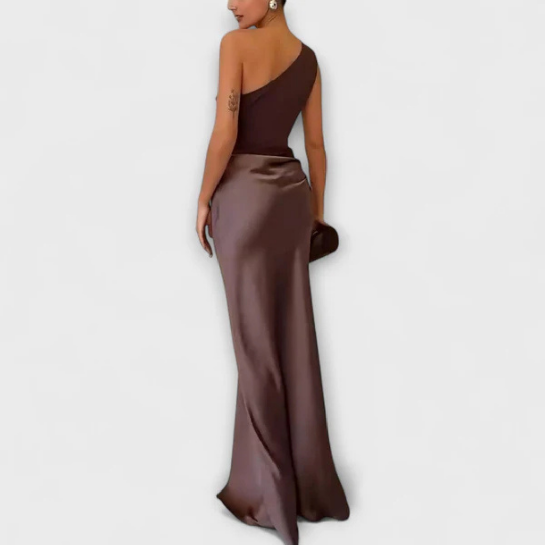 Zenobia | Elegante abito lungo monospalla