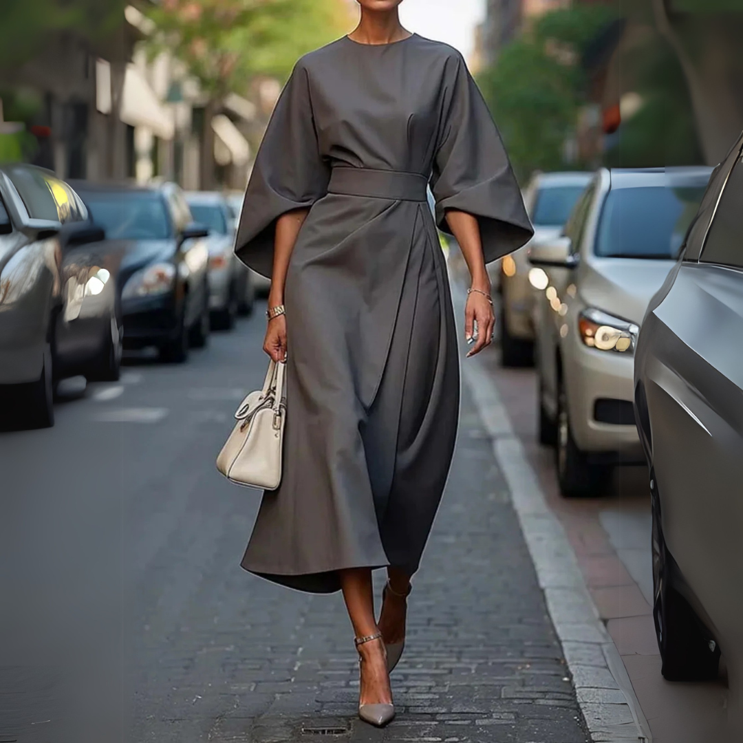 Ambra | Abito elegante con maniche a lanterna e cintura