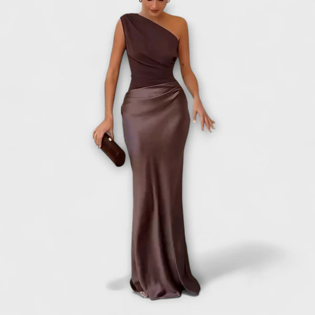 Zenobia | Elegante abito lungo monospalla