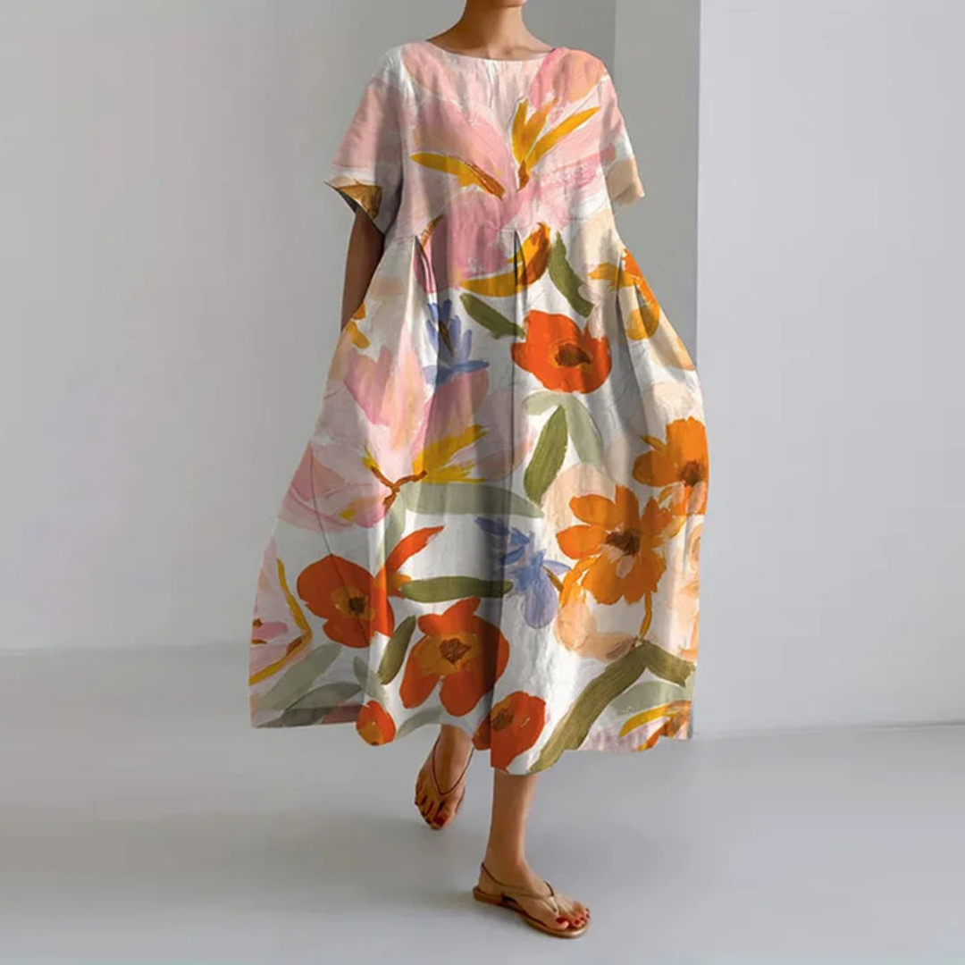 Anselma | Abito con scollo a v e stampa floreale