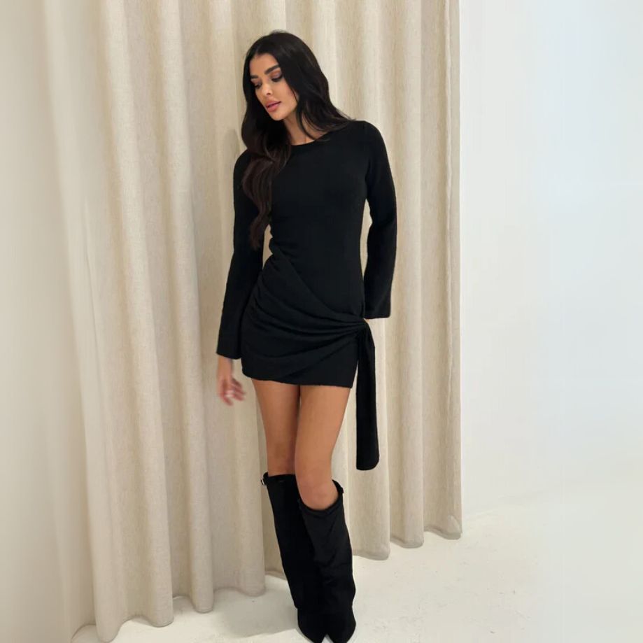 Nina | Abito lavorato a maglia con dettaglio drappeggiato