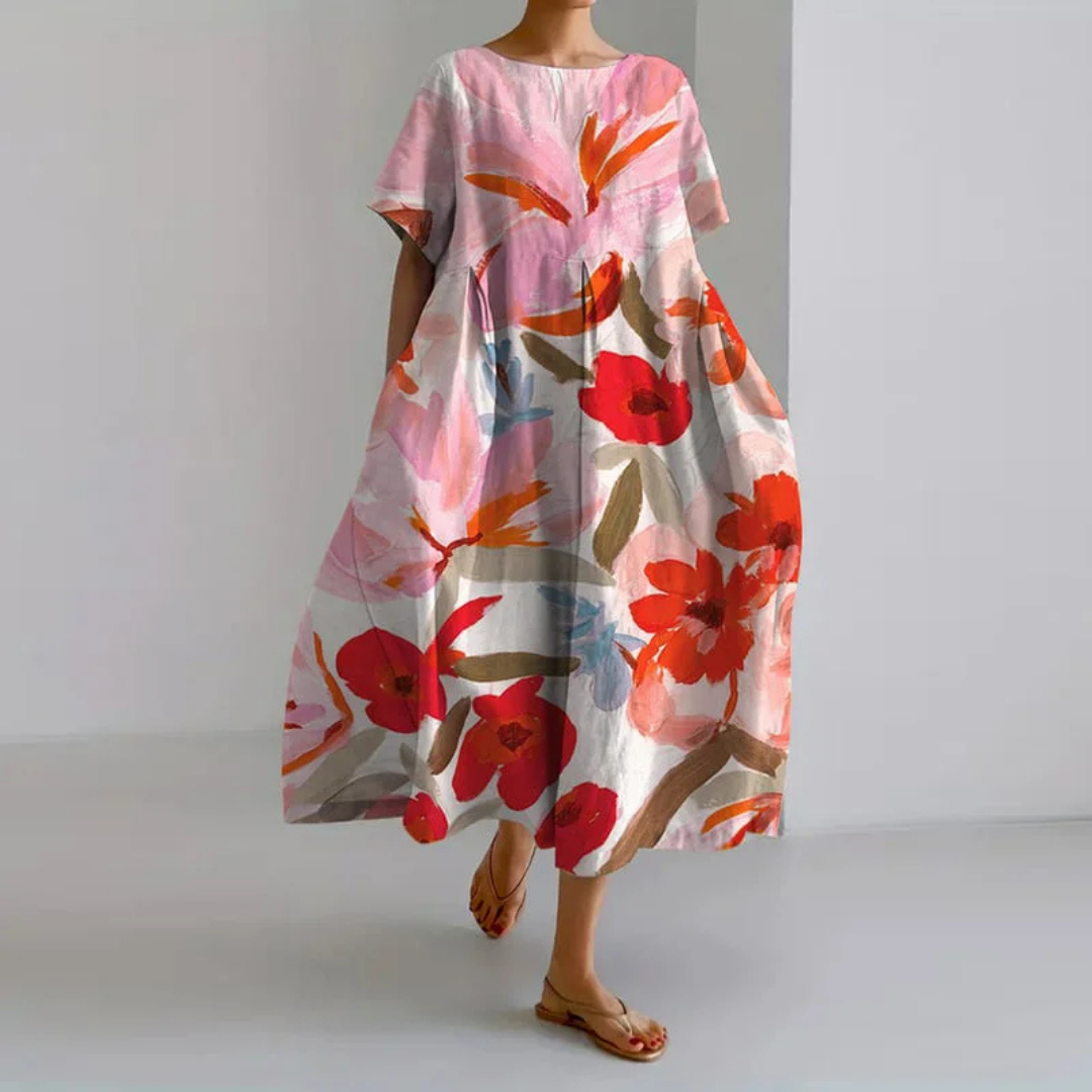 Anselma | Abito con scollo a v e stampa floreale