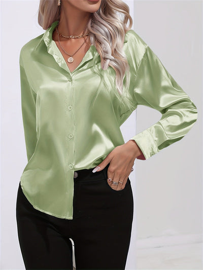 Bengina | Blusa Satinata Elegante con Maniche Lunghe