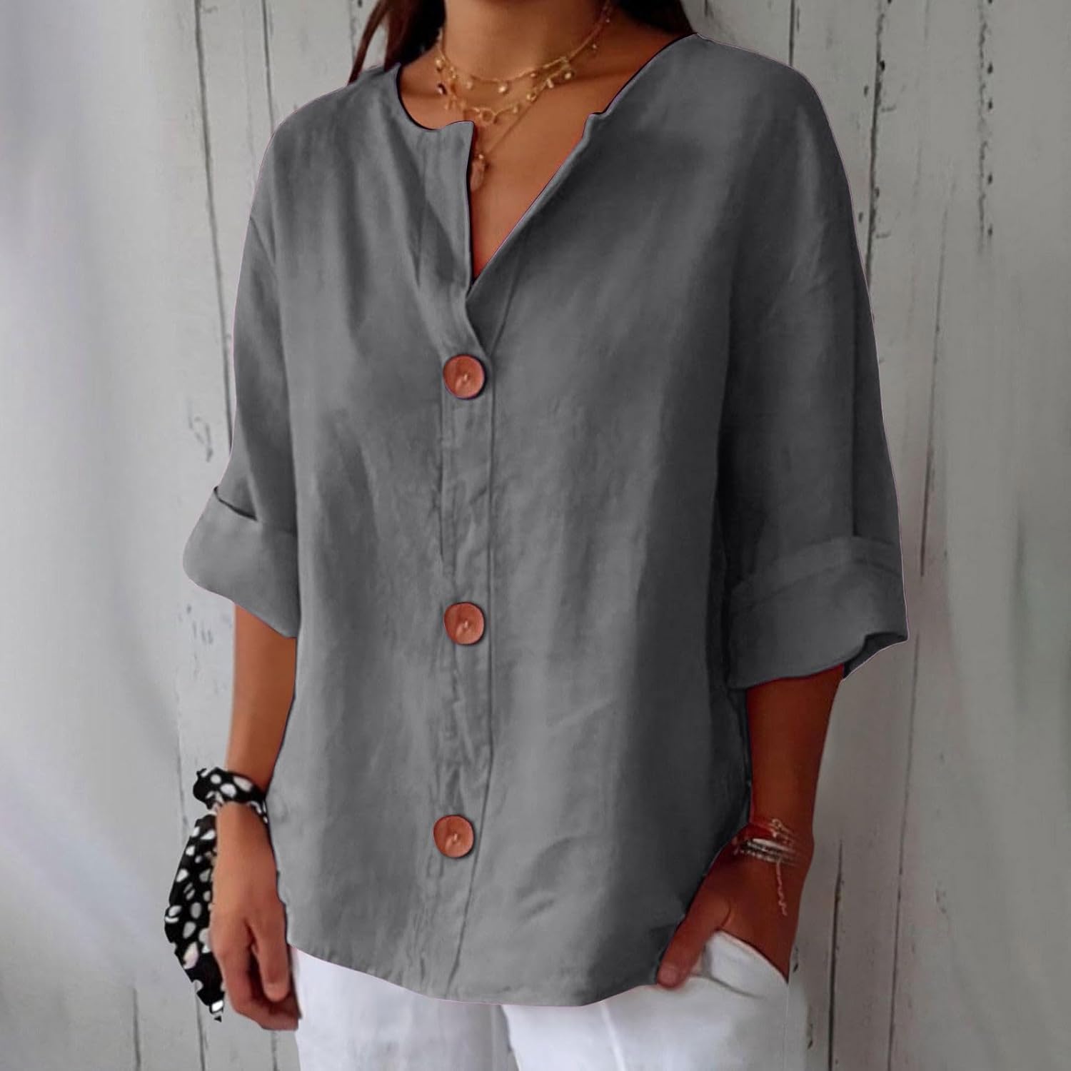 Lena | Blusa in lino casual artigianale