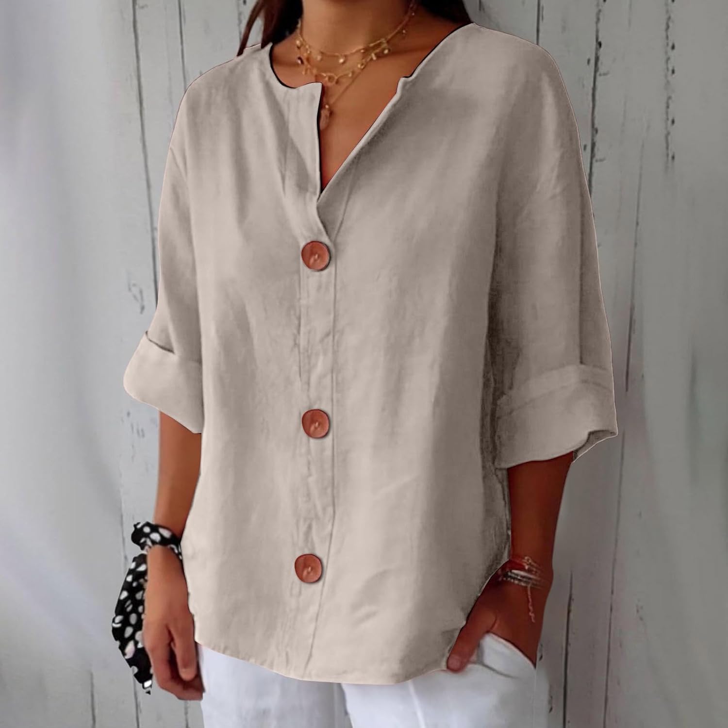 Lena | Blusa in lino casual artigianale