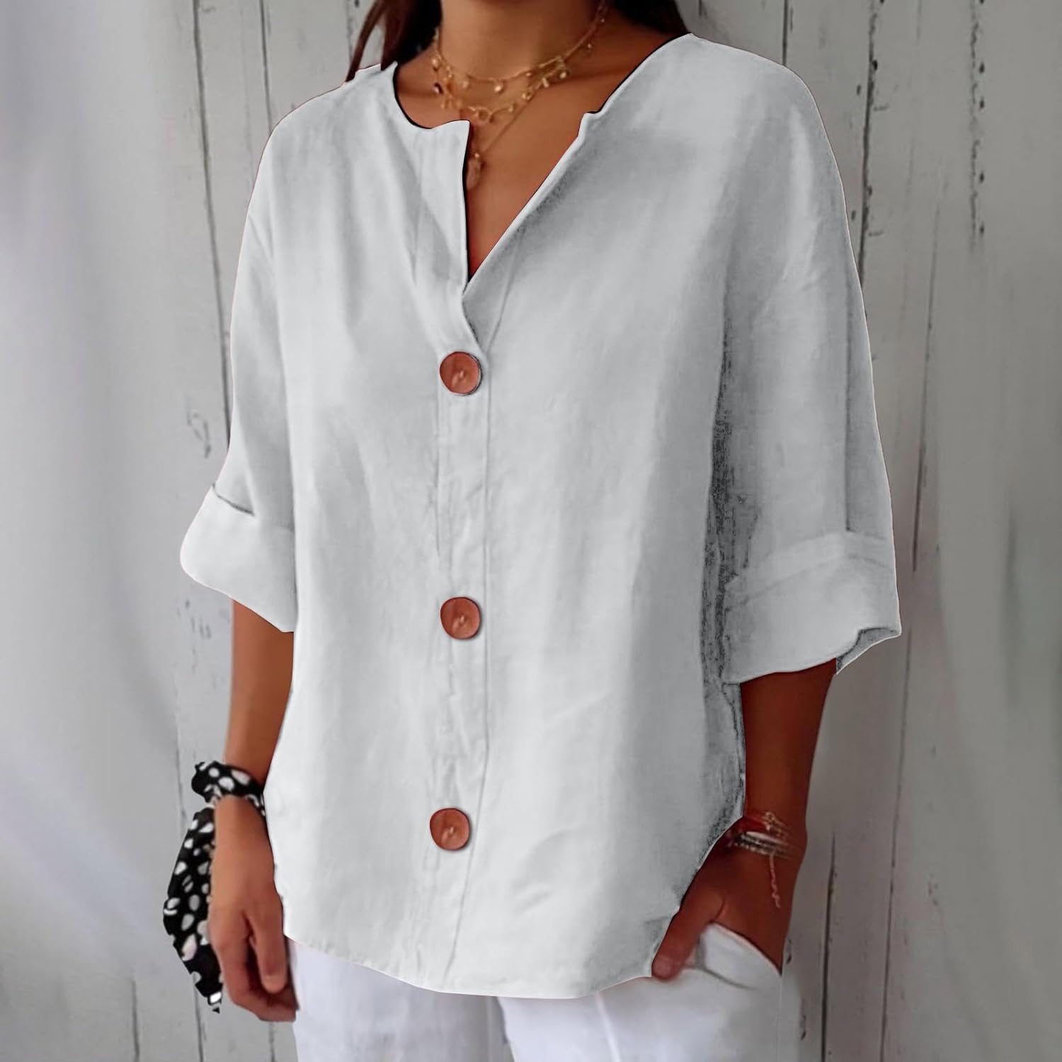 Lena | Blusa in lino casual artigianale