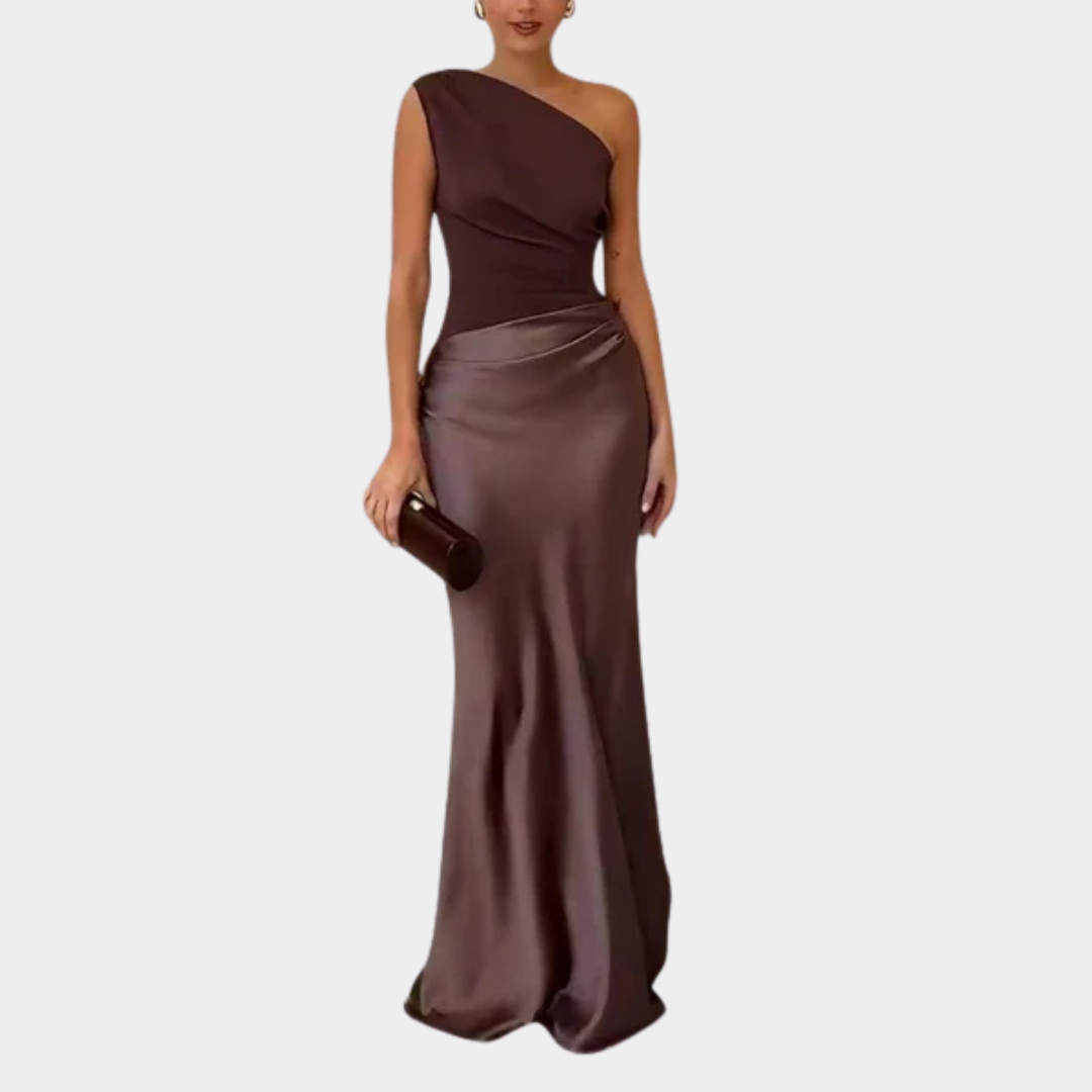 Zenobia | Elegante abito lungo monospalla