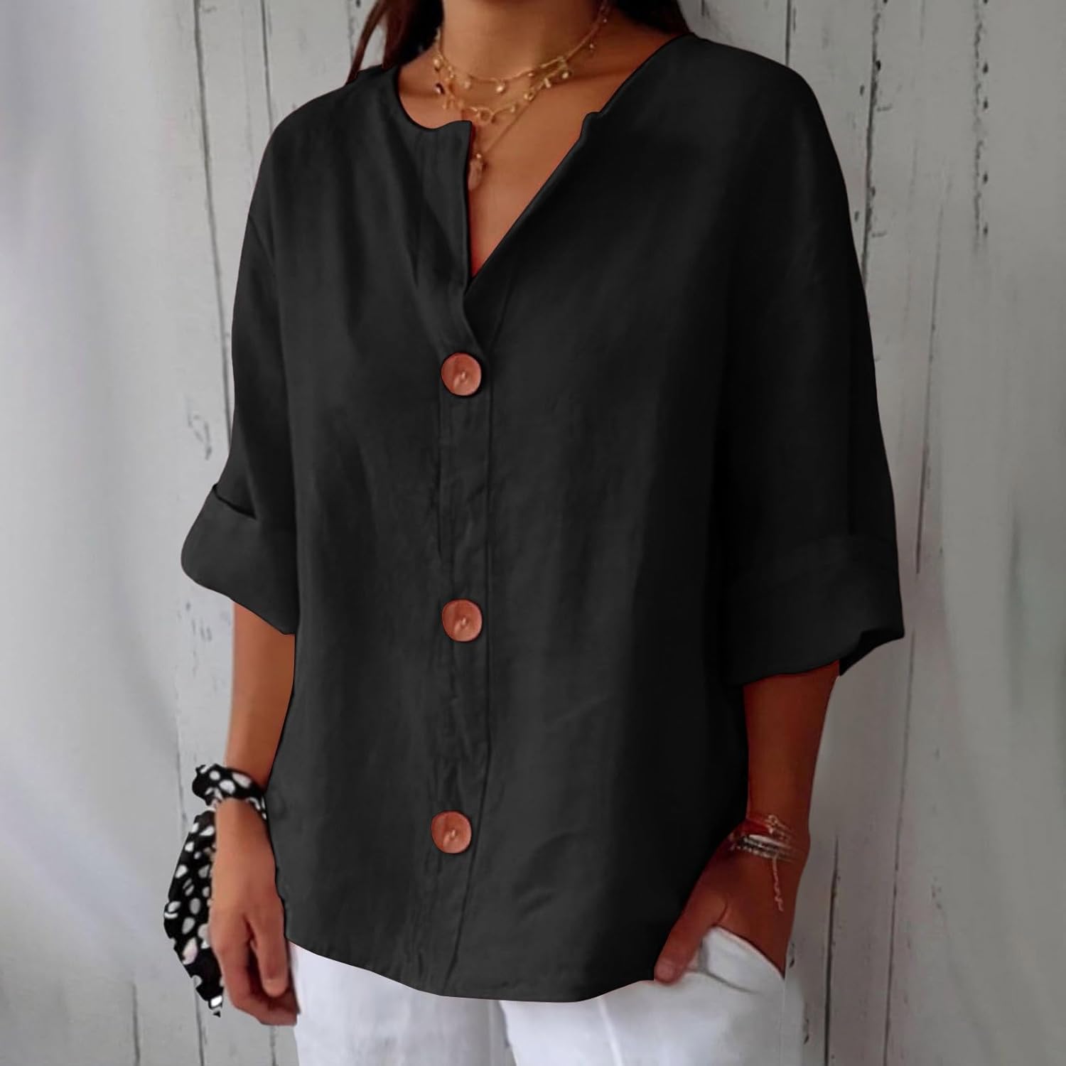 Lena | Blusa in lino casual artigianale
