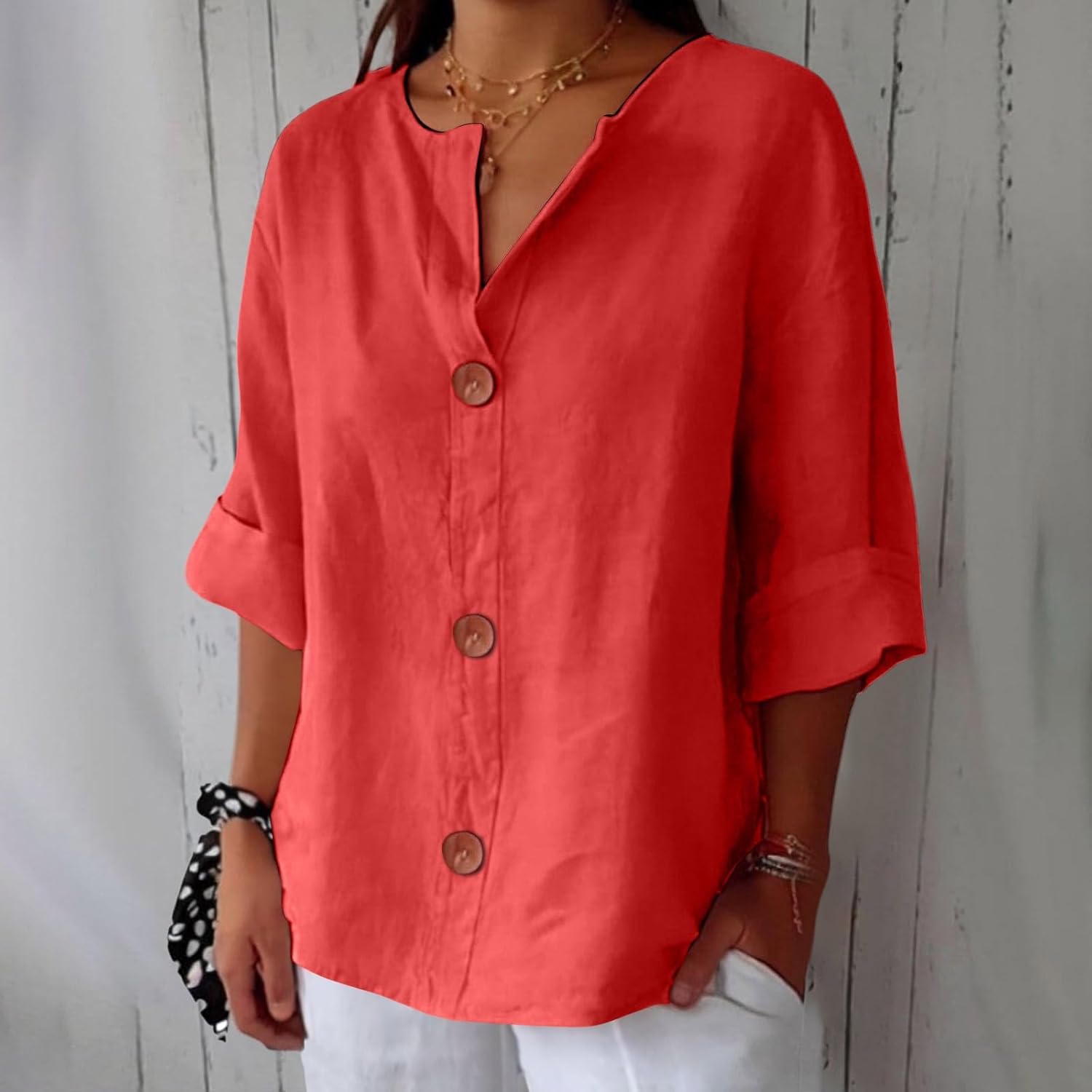 Lena | Blusa in lino casual artigianale