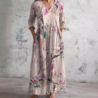 Katia | Abito estivo floreale artigianale con collo a V
