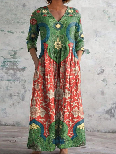 Celestine | Maxi abito con stampa floreale vintage