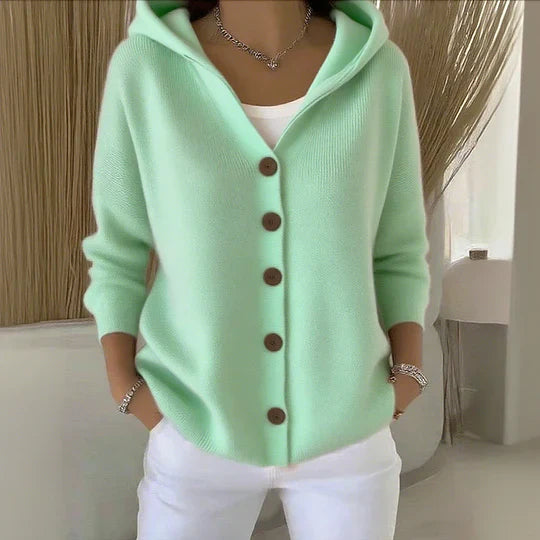 Felicia | Elegante cardigan in maglia con cappuccio