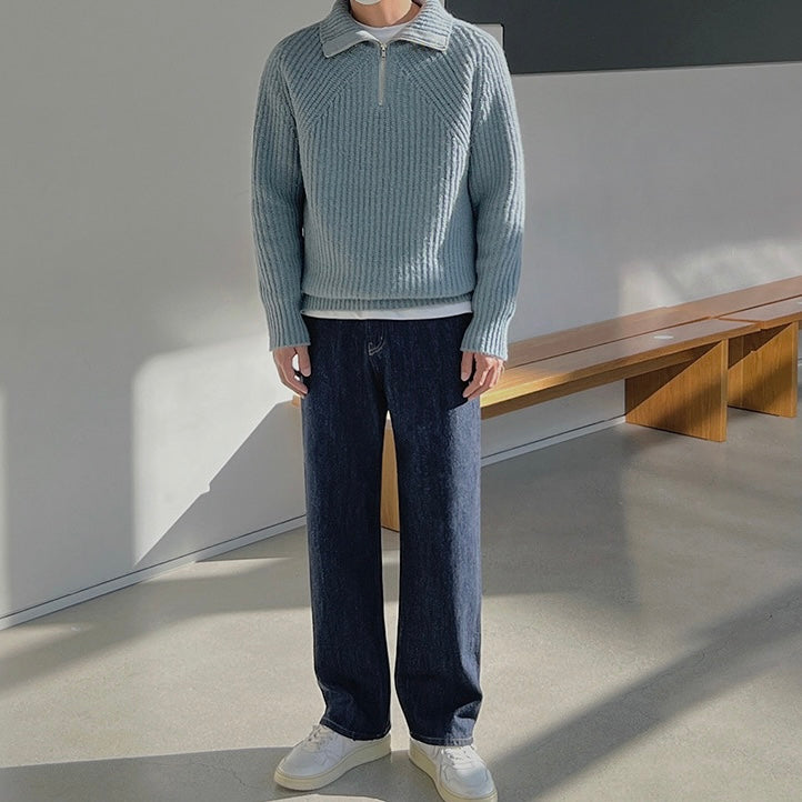 Regale | Pullover Azzurro a quarti di zip.