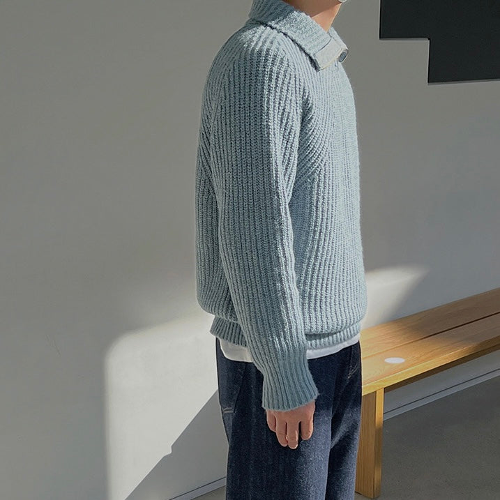 Regale | Pullover Azzurro a quarti di zip.