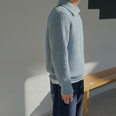 Regale | Pullover Azzurro a quarti di zip.