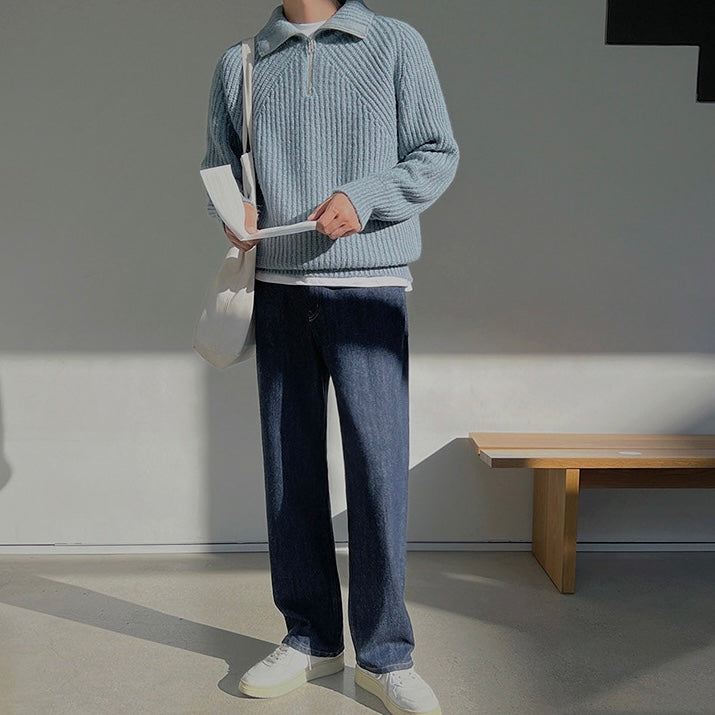 Regale | Pullover Azzurro a quarti di zip.