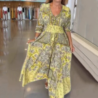 Elena | Abito floreale elegante in tessuto premium