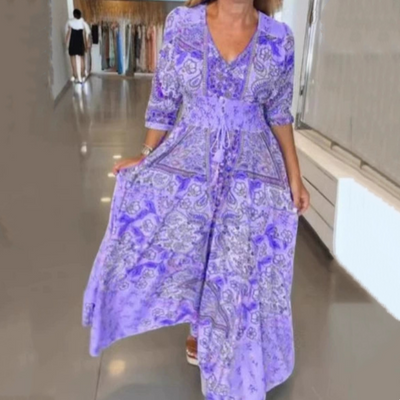 Elena | Abito floreale elegante in tessuto premium
